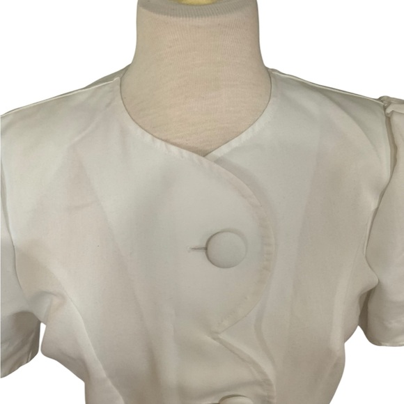 Vintage 90’s Action line white scallop trim button up dress with pockets size 8 - Picture 10 of 13